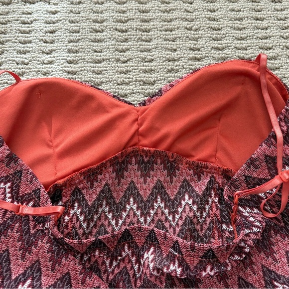 NWT Candie's Camisole Top Large Babydoll Corset Orange Burgundy Chevron - Picture 3 of 9